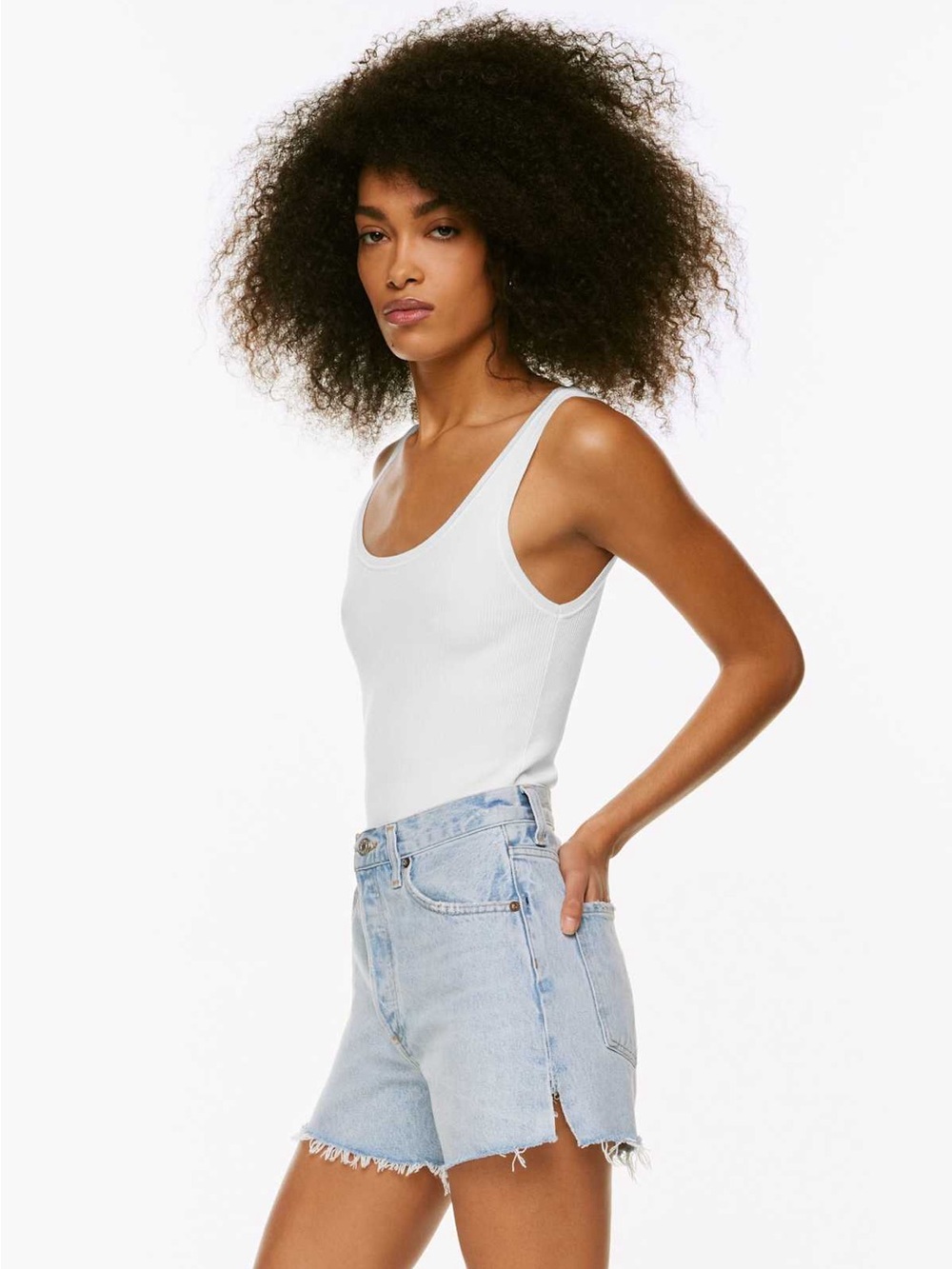 Agolde Aritzia Dee shirt Light Wash Denim Cutoff Shorts - Classic High-Rise
